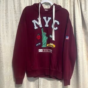 Fashion Touch by K. Limited Edition Maroon NYC Love Hoodie Women's Size Large !!